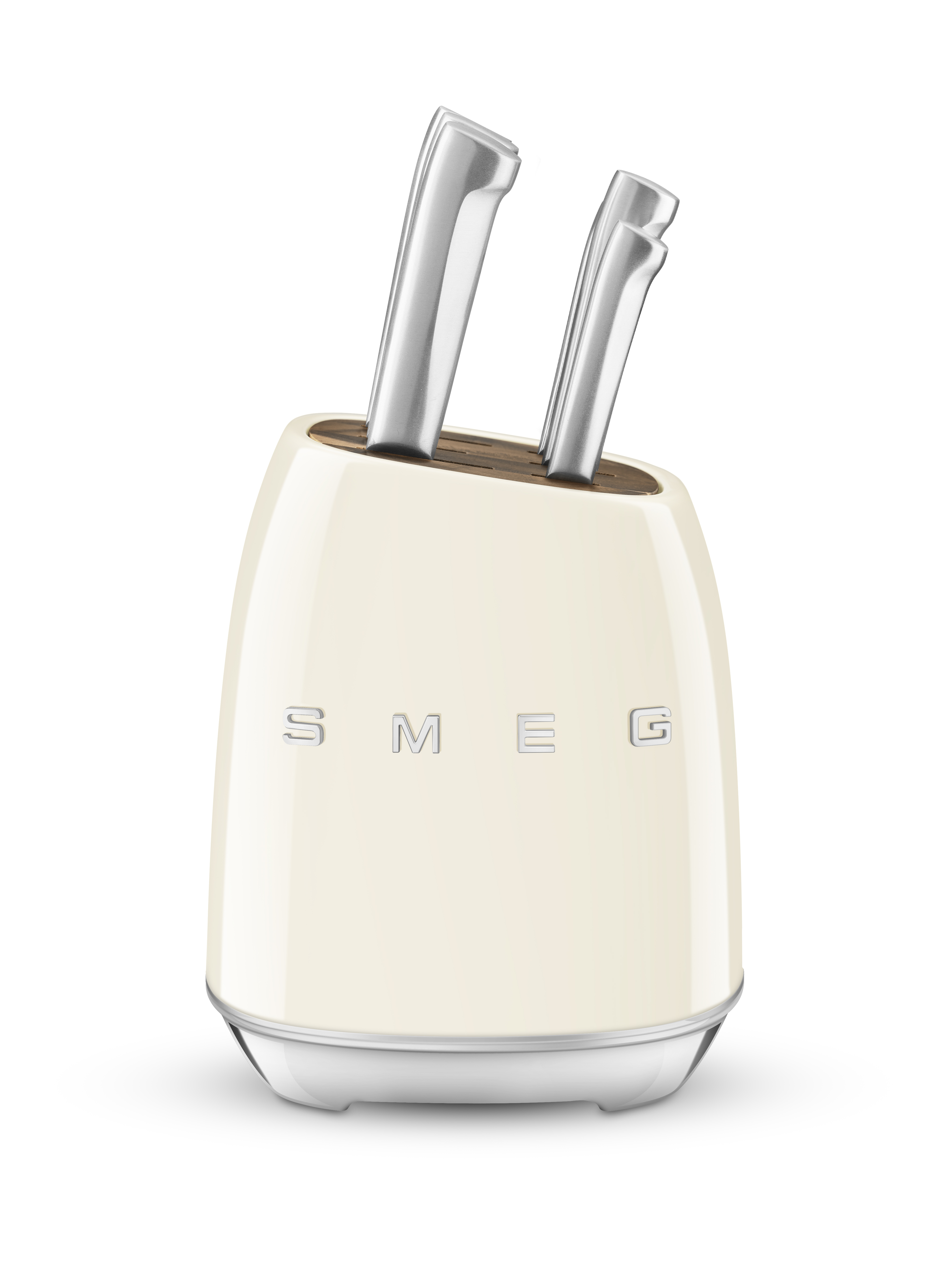SMEG, Messerblock inkl. 6 Edelstahl Messern KBSF02CR, Creme