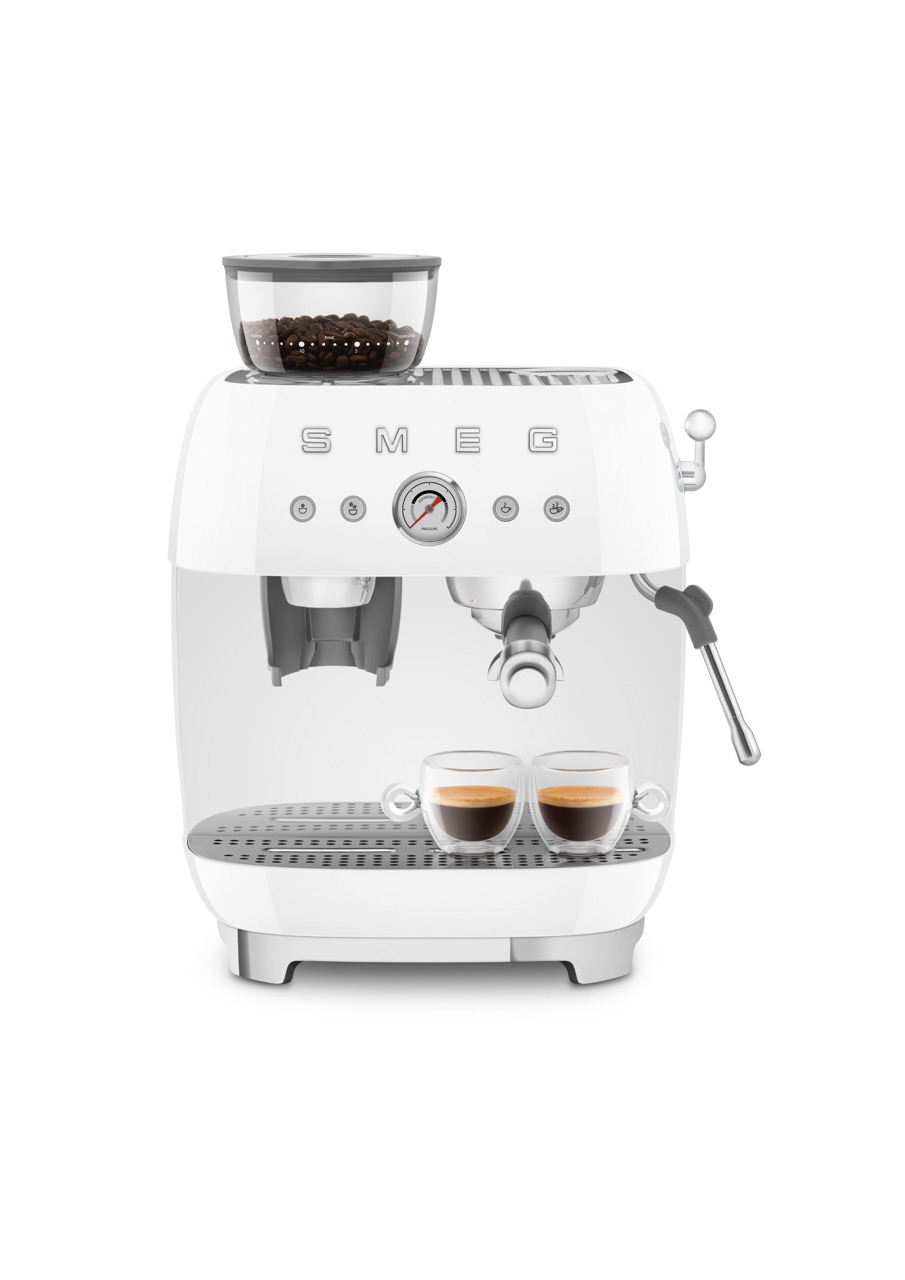 SMEG, Siebträgermaschine mit Kaffeemühle EGF03WHEU, Weiß