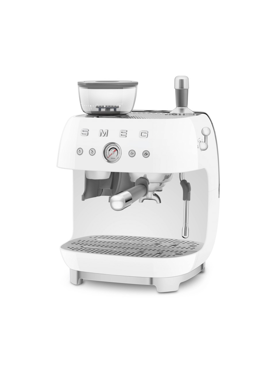 SMEG, Siebträgermaschine mit Kaffeemühle EGF03WHEU, Weiß