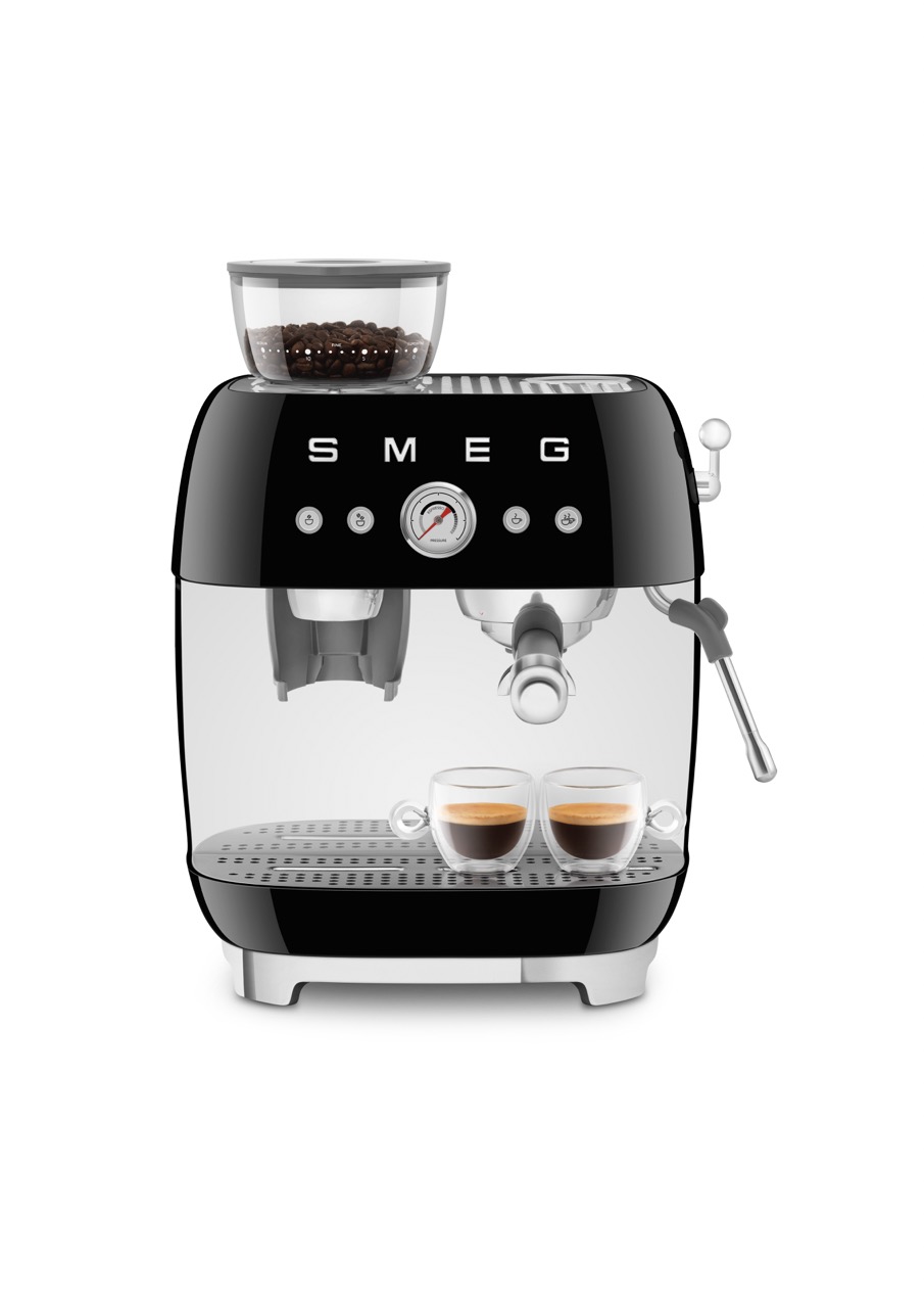 SMEG, Siebträgermaschine mit Kaffeemühle EGF03BLEU, Schwarz