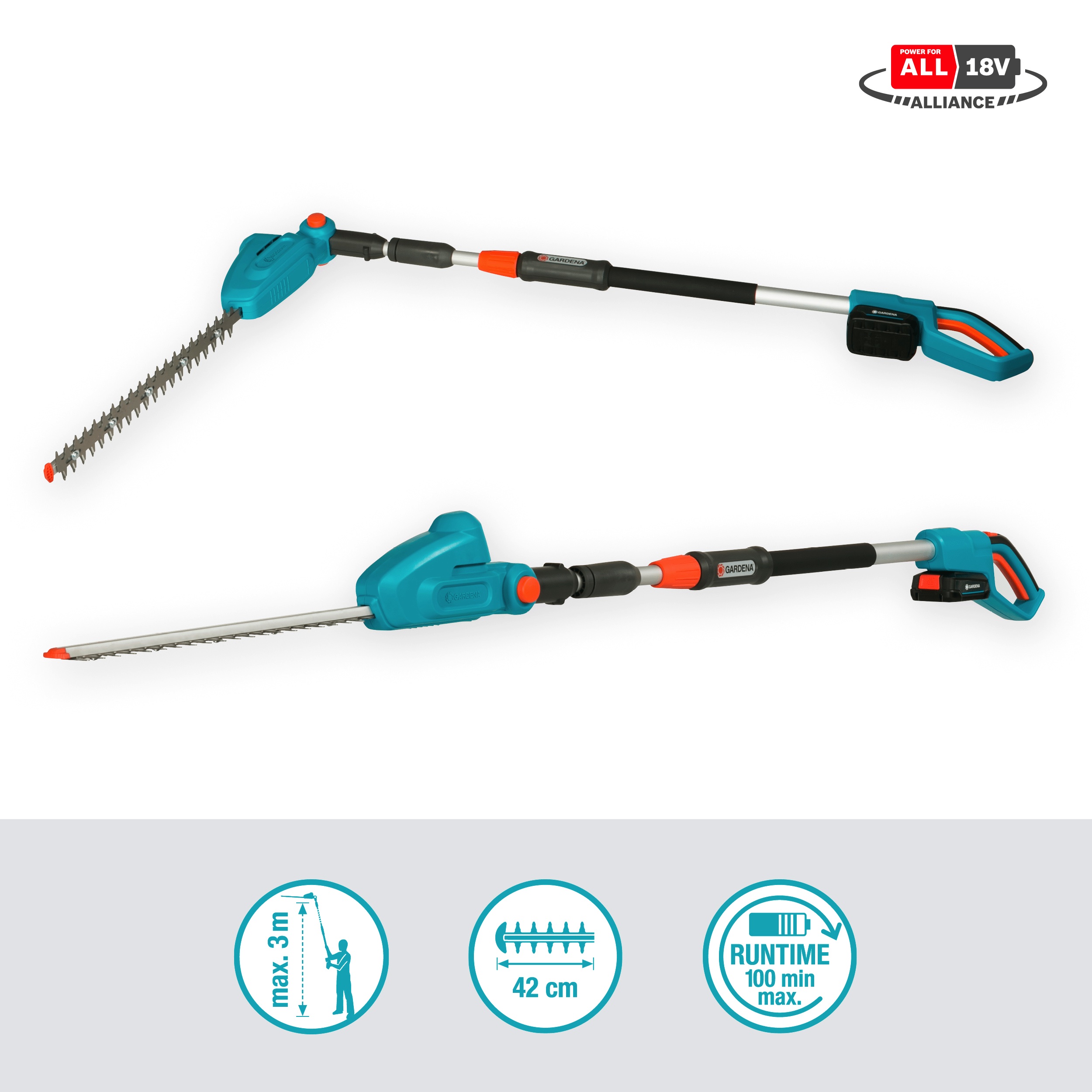 Gardena, Akku-Teleskop-Heckenschere THS 42/18V P4A Ready-To- Use Set, #14732-20