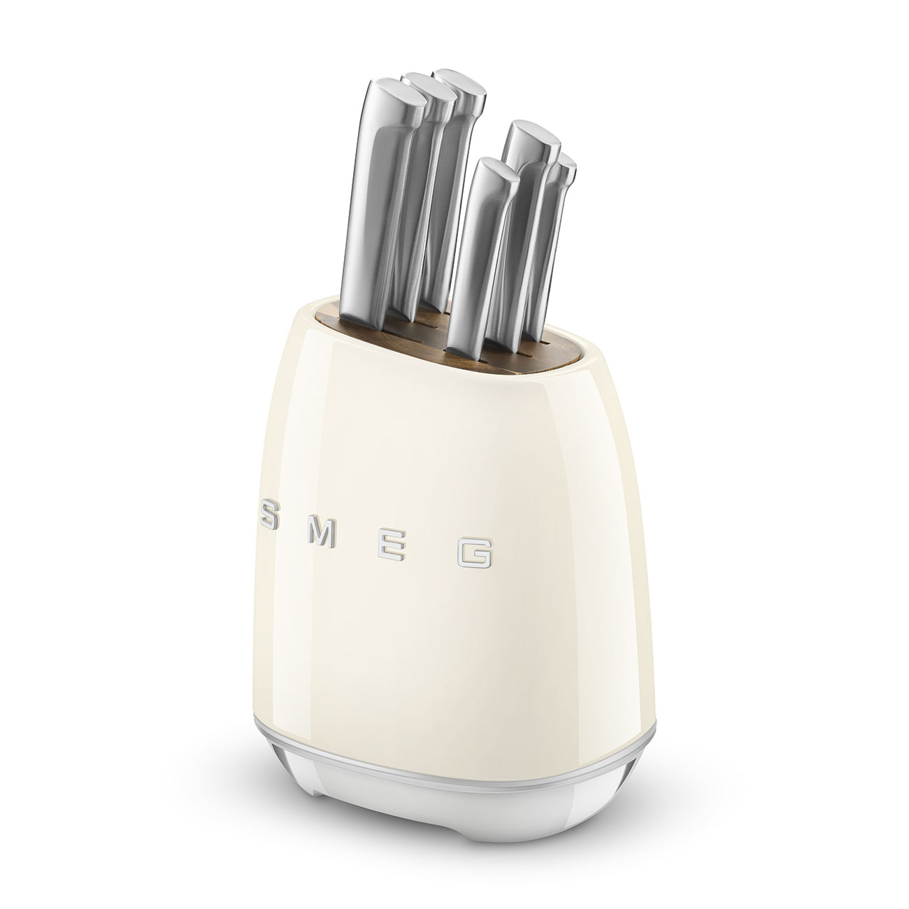 SMEG, Messerblock inkl. 6 Edelstahl Messern KBSF02CR, Creme