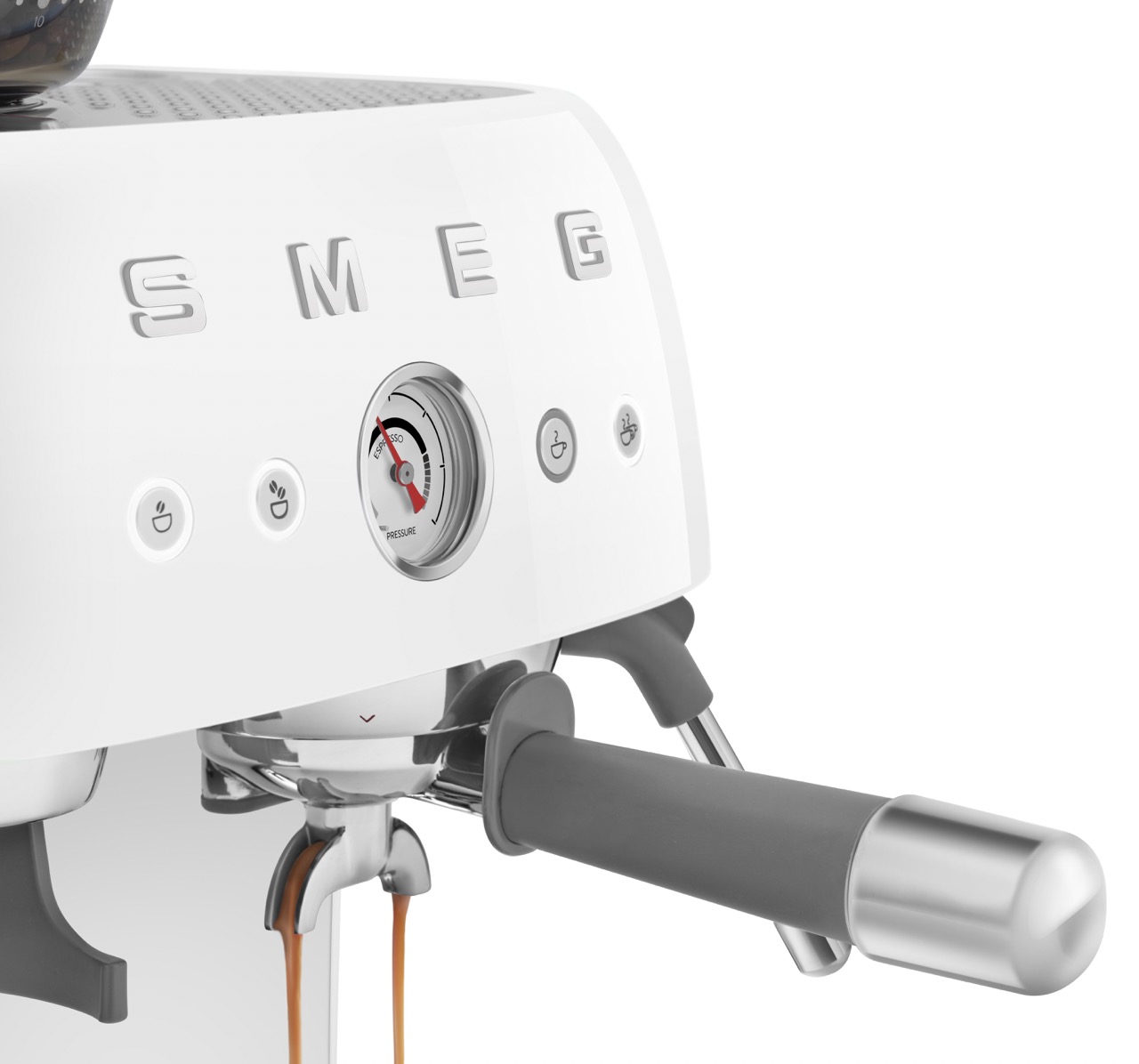 SMEG, Siebträgermaschine mit Kaffeemühle EGF03WHEU, Weiß