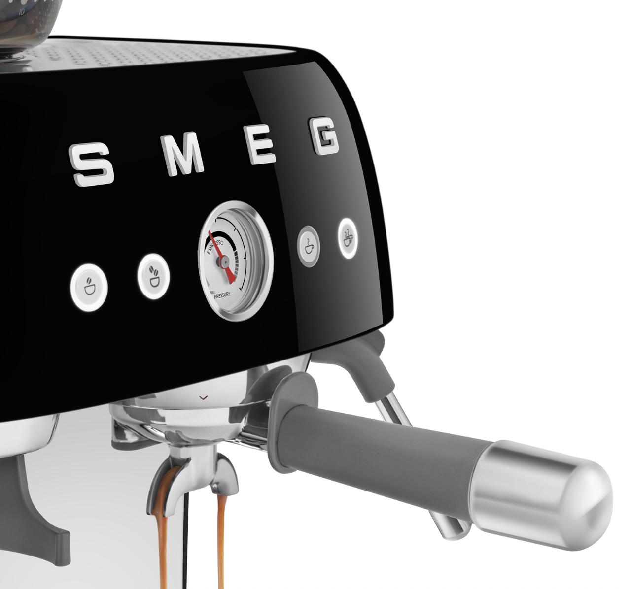 SMEG, Siebträgermaschine mit Kaffeemühle EGF03BLEU, Schwarz
