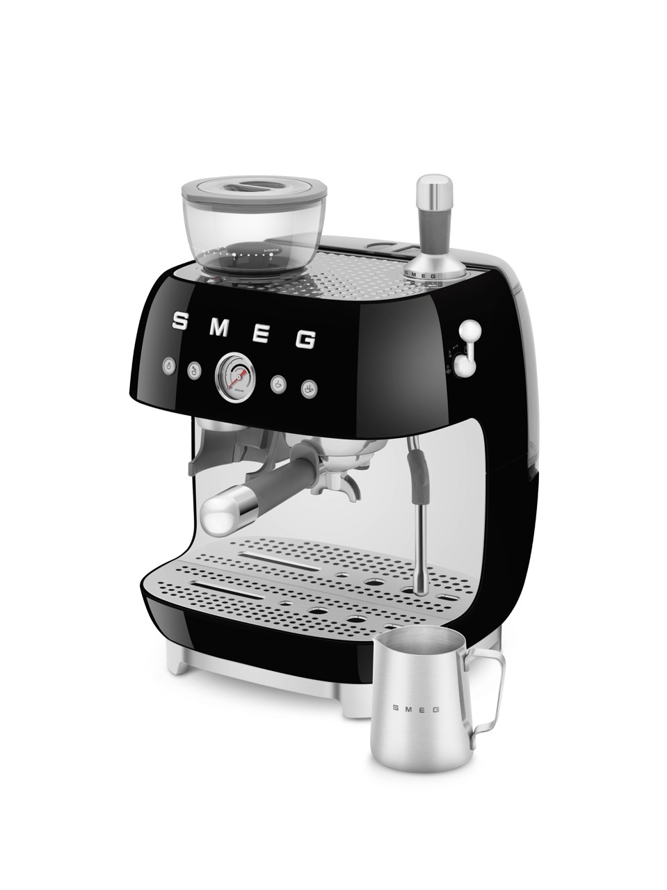 SMEG, Siebträgermaschine mit Kaffeemühle EGF03BLEU, Schwarz